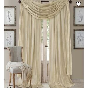 Athen Rod‎ Pocket Pair of Curtain Panel with Scarf Valance Set of 3 Ivory…